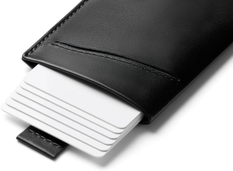 BELLROY Card Sleeve (Premium Leather Card Holder or Minimalist Wallet, Holds 2-8 Cards or Business Cards, Folded Note Storage) - Black - Image 3